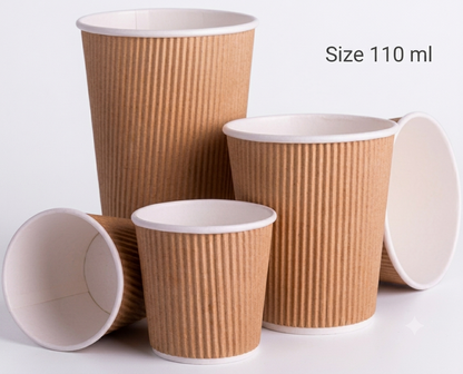 Sileo Disposable Paper Tea/Coffee Cups | Biodegradable Paper Cup for Cocktail, Cold Drink, Juice | Eco-Friendly, Portable, Convenient | 110 ML Ripple Paper Cups Pack of 5 (25 cups Each) Total 125 Cups